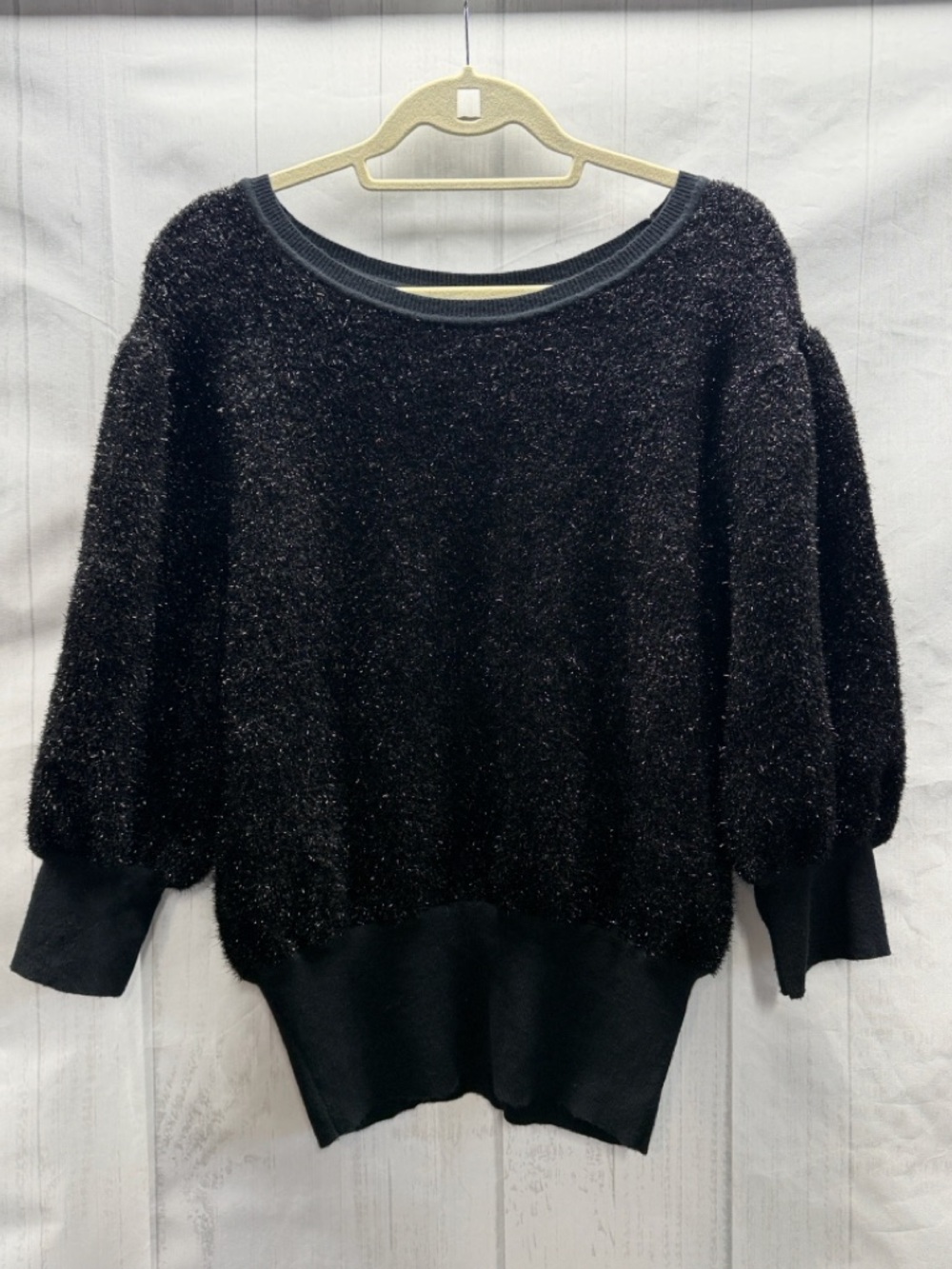 Anthropologie Maeve Pamela Black Tinsel Shimmer Sweater Size Medium